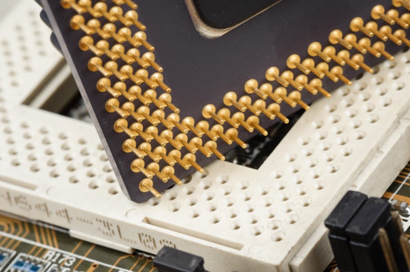 gold-plated pins on CPU
