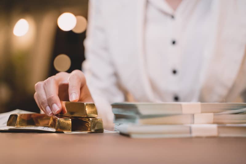 gold bars on desk at home