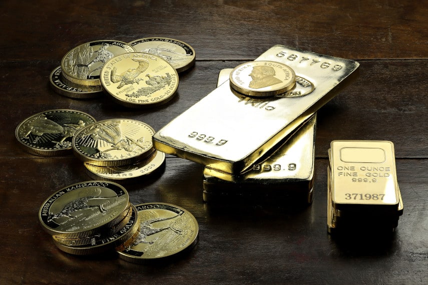 gold coins and bars