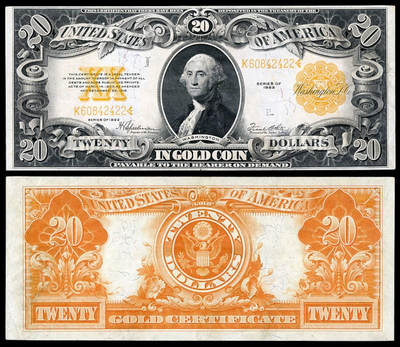 $20 gold certificate