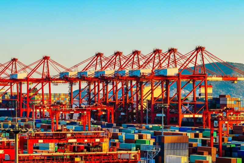 containers in a shipping port